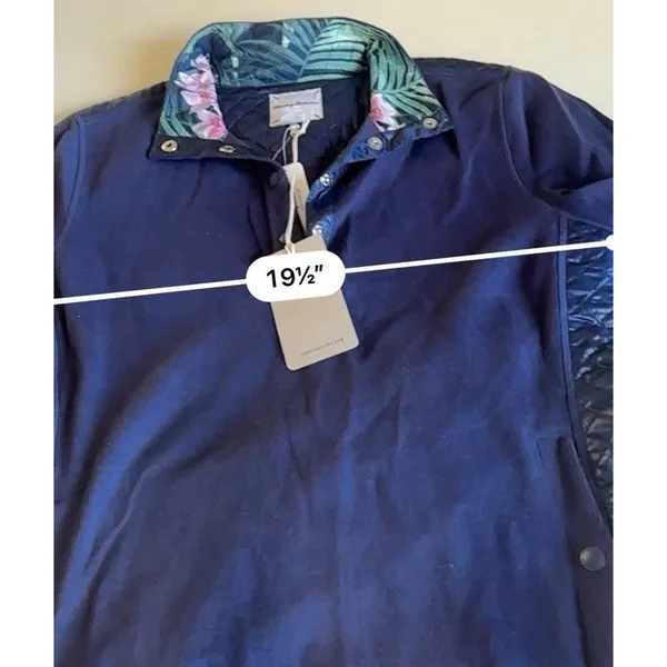 NWT Tommy Bahama Aruba Quilted Half-Snap Sweater - Size Large - Navy Blue - Image 6