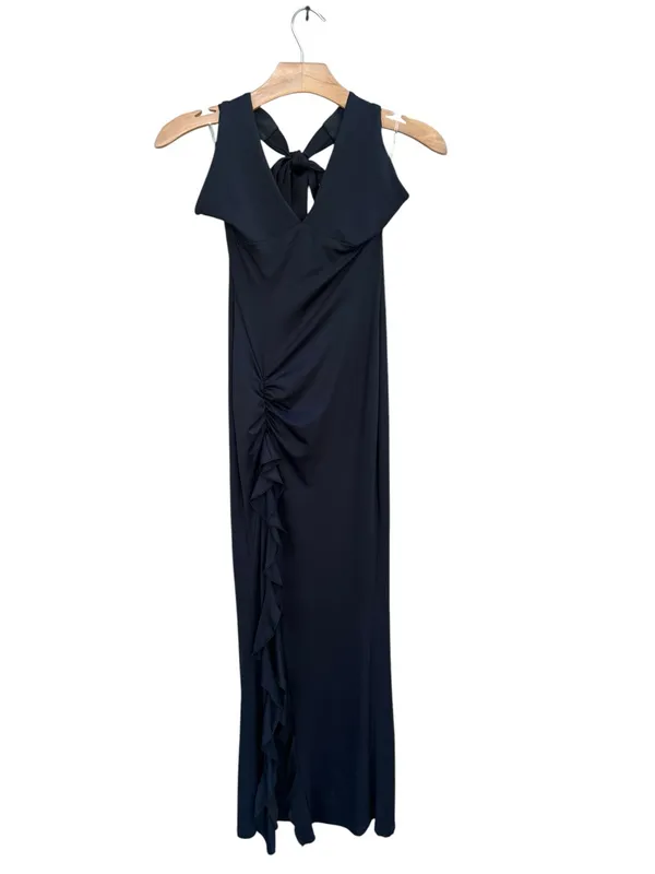 Peppermayo Black Halter Top High Slit Ruched Maxi Dress Size 4 New with Tags - Image 5
