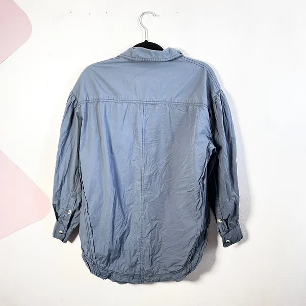 Free People We The‎ Free Happy Hour Shirt Button Down Size XS Blue Oversized - Image 3