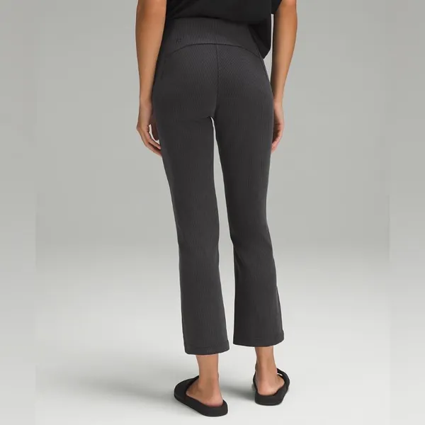 Lululemon Ribbed Softstreme Zip-Leg High-Rise Cropped Pants 25"-Black- Size 0 - Image 2