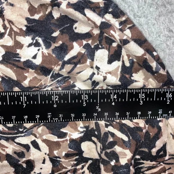 St. John's Bay Floral Cottagecore Top Small Brown‎ Scoop Neck Cotton Earthy Neutral Classic L/S - Image 9