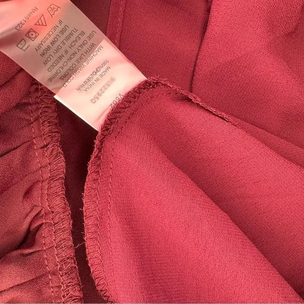 Vince Camuto Long Sleeve Split Neck Tiered Babydoll Dress in Crisp Merlot Sz XXL - Image 7