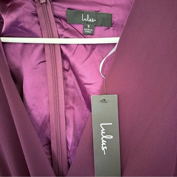 Lulu’s Adoring You Long Sleeve Maxi Dress NEW Women’s Small Purple Chiffon Gown - Image 5