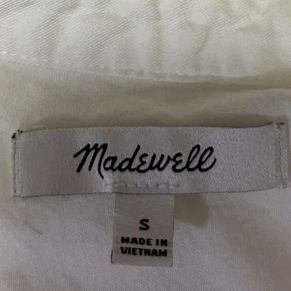 Madewell Women's White Short Sleeve Collared Casual Button Down Shirt Top Size S - Image 3
