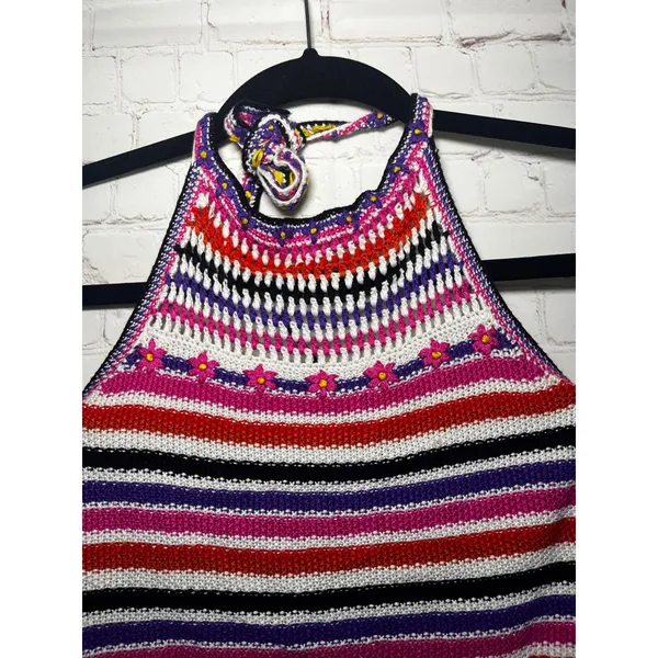 Just Cavalli Y2K Crochet Halter Top‎ Festival Knit Boho Coachella Size S/M - Image 3
