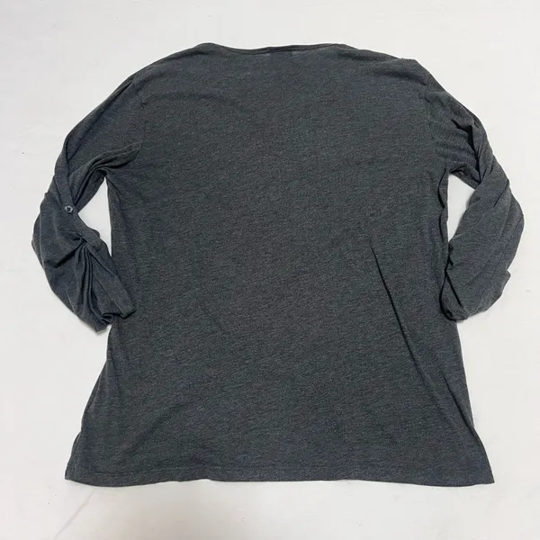 H&M Charcoal Henley Roll-Sleeve Top - Image 4