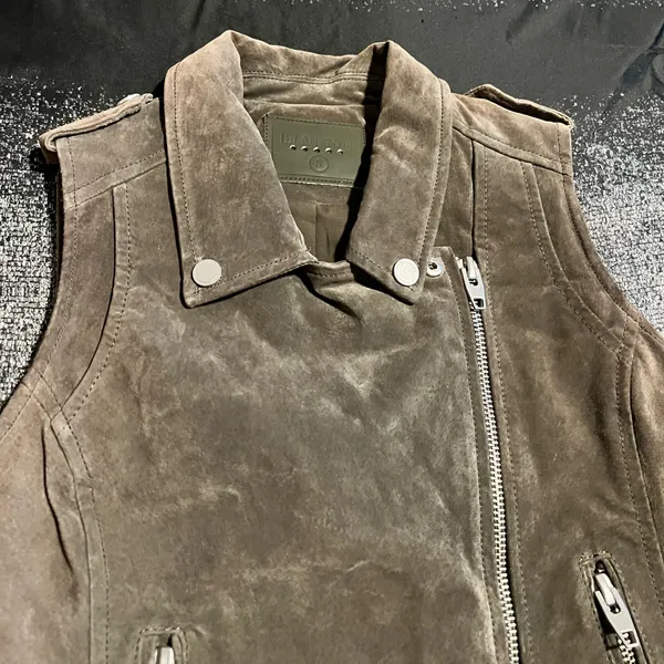 Womens S Blanknyc Genuine Suede Sleeveless Moto Vest-Taupe - Image 3