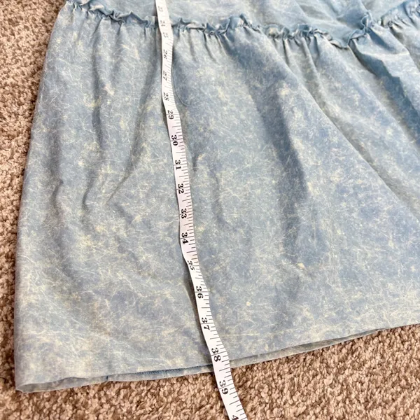 Zenana Maxi Skirt Women LG Blue Acid Wash Tiered Cotton Ruffle Western Boho‎ - Image 9