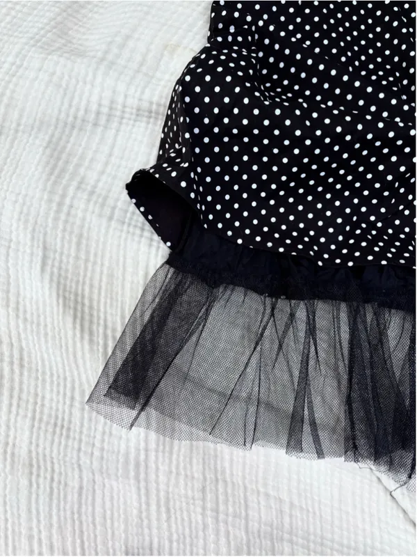 Women's Janette Polka Dot Skater Skirt Size M Black White Tulle A line - Image 7