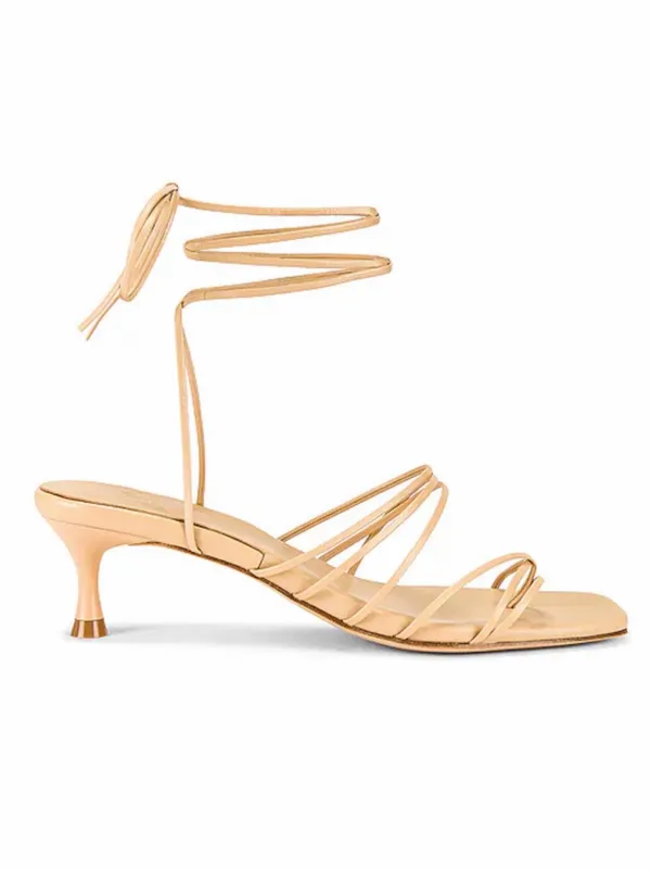 LPA Lucia Heel in Nude, Ankle-Tie Strappy Kitten Heel Sandal in Nude, size 6.5 - Image 4