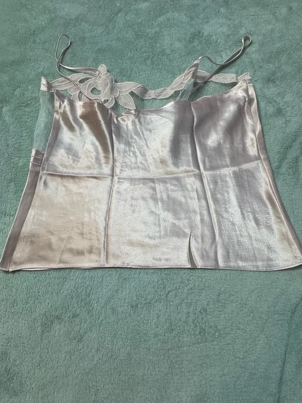 Vintage Victoria's Secret Does 20s Pink Floral Poly Satin Crop Cami Top - Image 6