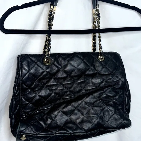 Michael Kors Satchel Susannah Leather Quilted Double Handle Large Black - Image 3