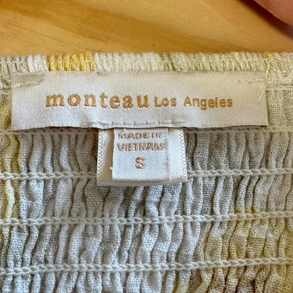 Monteau Los Angeles Yellow Floral Linen Blend Midi Dress 502443-3 Small Sundress - Image 7