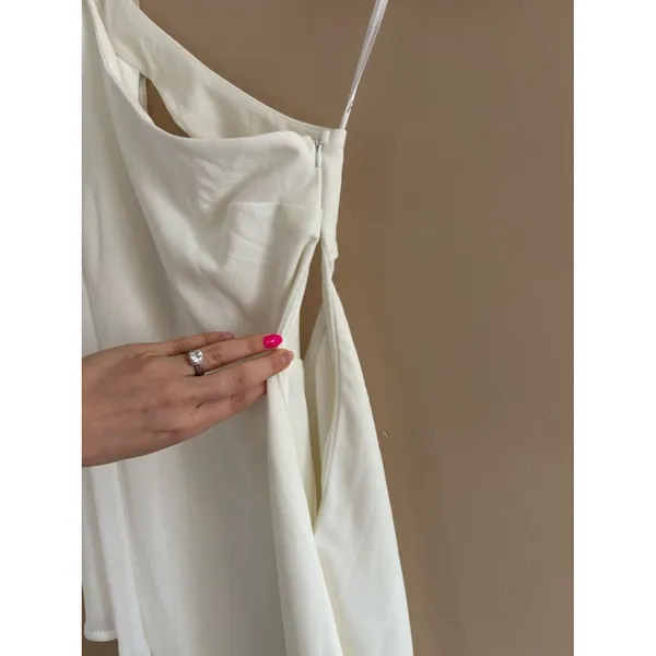 Lulus Majestic Attitude White Cape Sleeve One-Shoulder Maxi Dress Size XS Bridal - Image 9