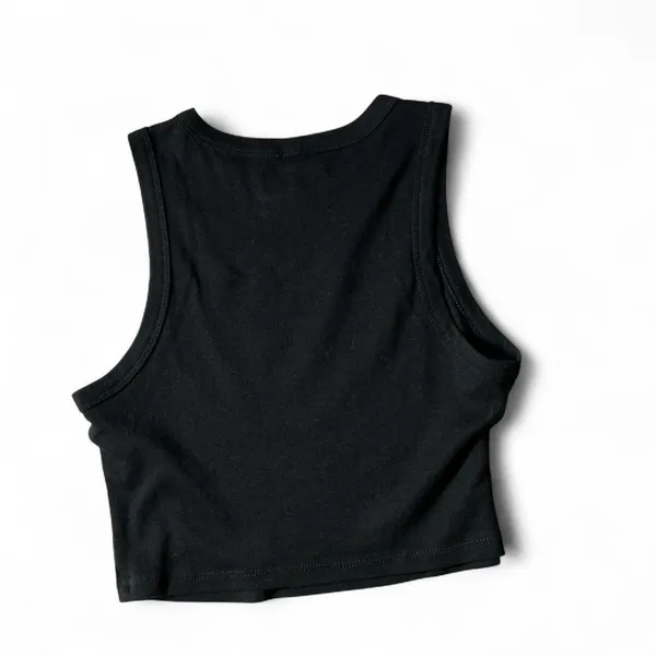 Whadafunk Black Crop Top Graphic Heart Print Tank Top Medium‎ - Image 2