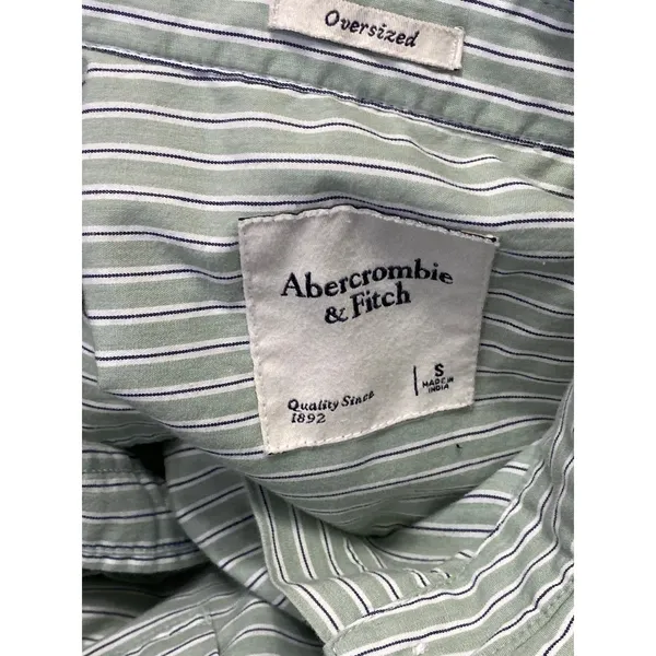 Abercrombie & Fitch Womens Green Striped Long Sleeve Button Down Shirt Top Sz S - Image 3