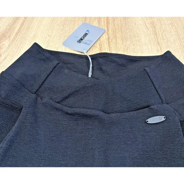 GYMSHARK Womens Leggings Black Cropped Poise Stretch Sportwear Medium NwT‎ - Image 9