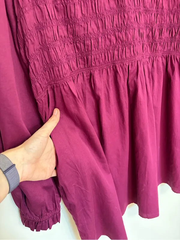 NEW GAP Smocked Ruffle Sleeve Mini Dress in Huckleberry - Size XL - Image 7