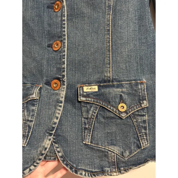 Levi Strauss Signature Vintage Denim Blazer Jacket Y2K Western Cowgirl Indie - Image 5