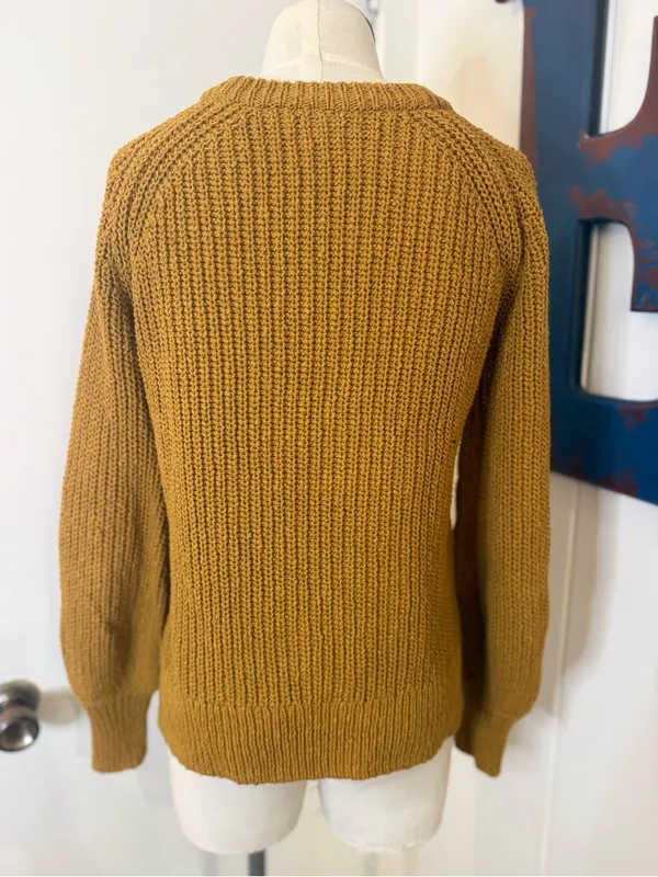 Madewell Mustard Cable-Knit Crewneck Sweater Sz XXS - Image 2