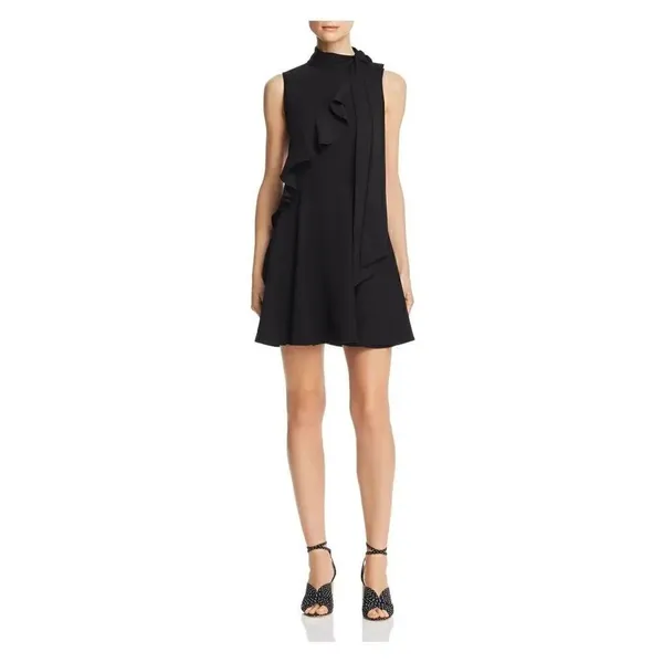Jay Godfrey White Mia Mini Swing Sleeveless Tie Neck Ruffle Size 6 Dress - Image 2