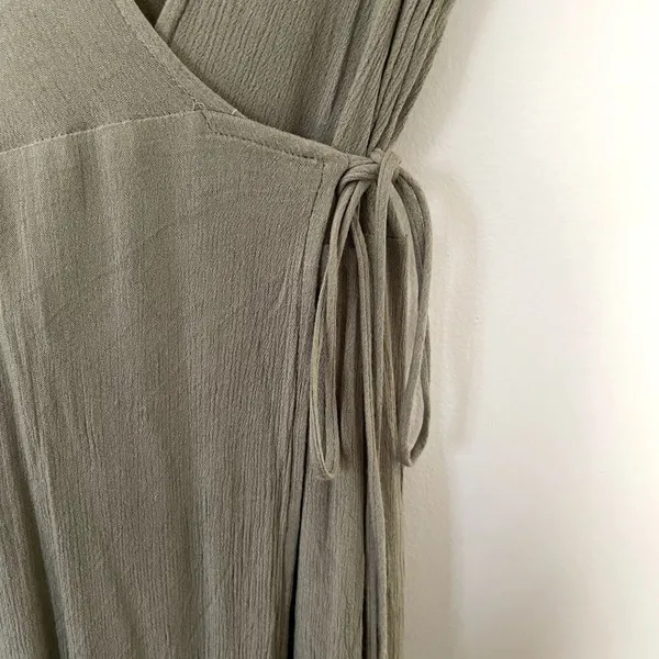 Lulus maxi dress sage green rayon wraparound style‎ lining v-neck summer pocket - Image 4