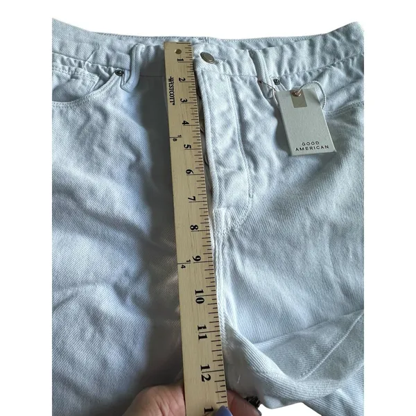 NWT Good American Size 10‎ White Good Boy Button Fly Cropped Jeans Altered #J9-5 - Image 10