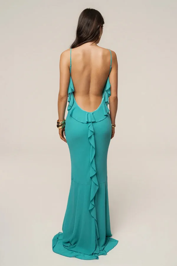 JLUXLABEL TEAL MIDNIGHT ROMANCE MAXI DRESS - Image 2