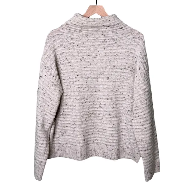Madewell‎ Wool Belmont Donegal Mock Neck Sweater Cream Flecked Size Large - Image 4