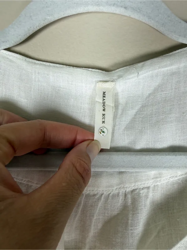 Anthropologie Meadow Rue Dainty Ivory Sheer Linen blouse, 8 - Image 4