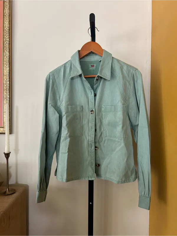 Levi's Tyla Shirt Button Down Collar Blue Surf Green Cotton Lyocell Size Small‎ - Image 3