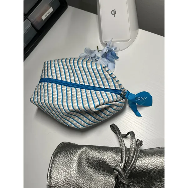 Travel Organizer Bundle Jewelry Roll Cosmetic Bag Vichy Pouch Silver Paisley 3pc - Image 9