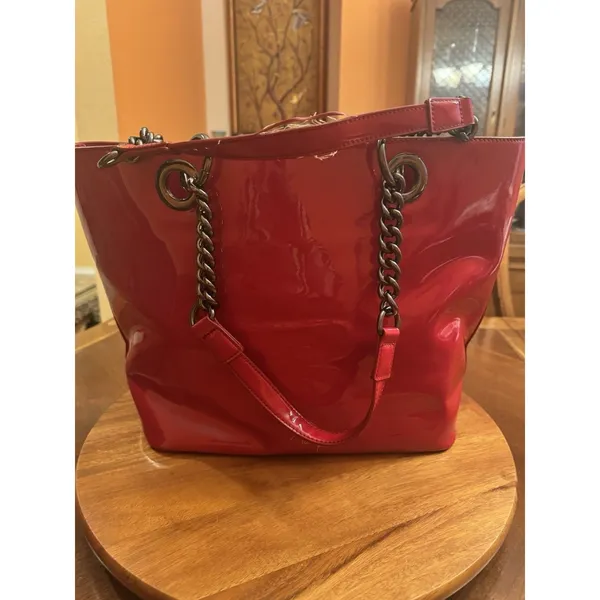 DKNY By Donna Karan Large Red Patent Tote Bag - Image 6