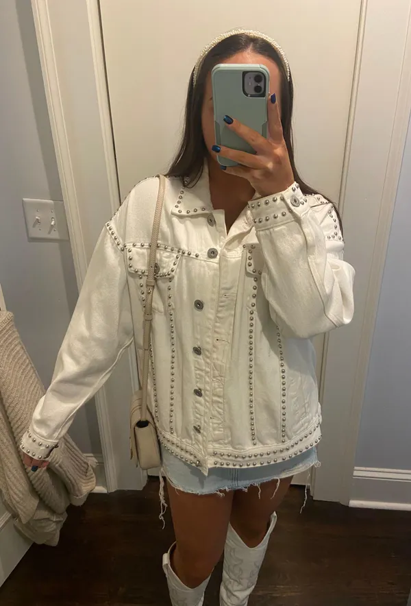Denim Jacket White Size M - Image 4