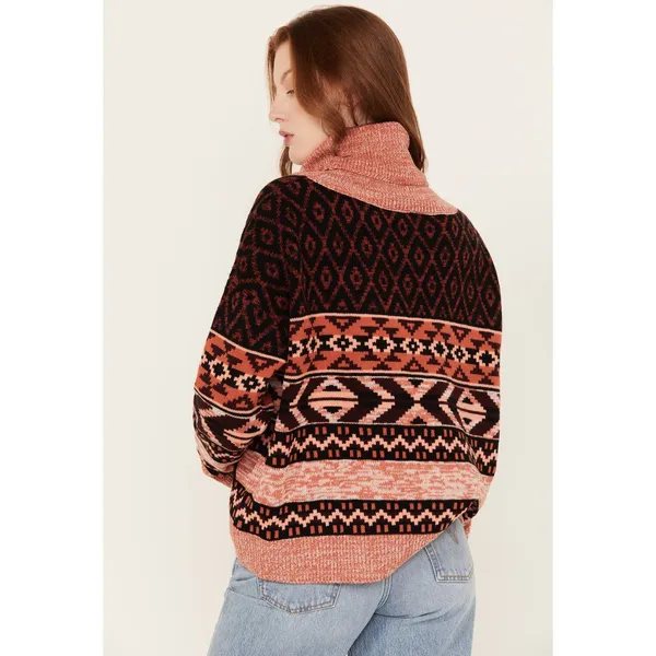 Wrangler Retro Southwestern Turtleneck Sweater Large Boho‎ Aztec Western Cozy - Image 11