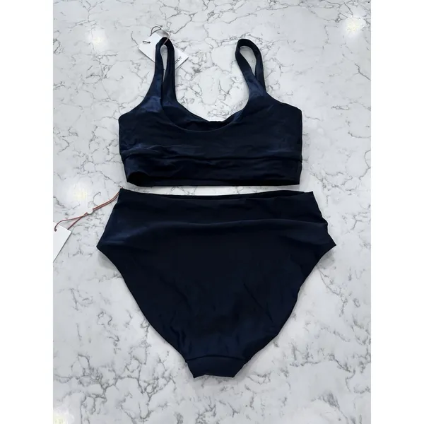 NWT Quince Black Italian Tank Bikini Top & High Rise Bottom Set Size XS - Image 2