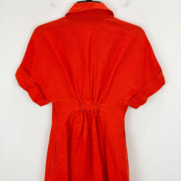 Madewell The Perry Mini Shirtdress 100% Linen Bright Flame Minimalist XXS NWT - Image 13