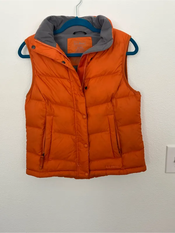 LL Bean Goose Down Puffer Vest. Orange Size XS - Image 13