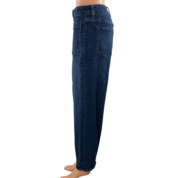 Quince Women's Blue High Waisted Wide Leg Baggy Cropped Denim Jeans Size 27 - Image 2
