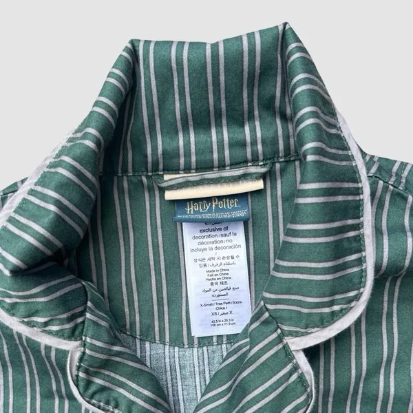 Slytherin Pajama Set Harry Potter x Pottery Barn Teen Size XS Green Button Down - Image 2