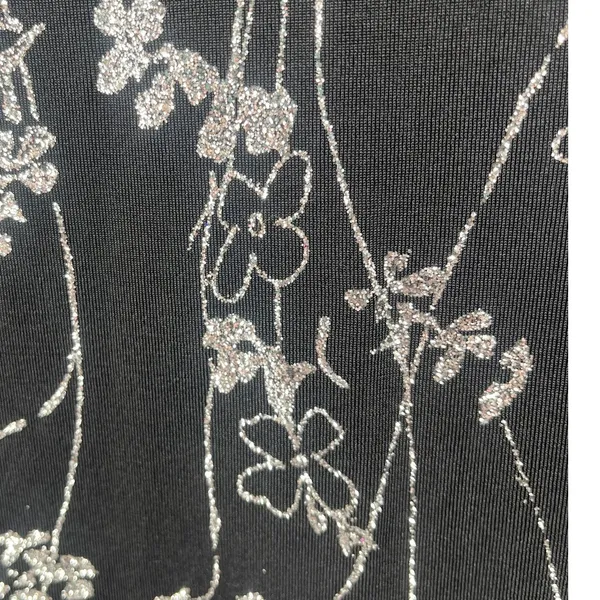 Vtg Y2 Eve Adams Midi Dress Sz M Holiday Gala Metallic Glitter Formal Floral - Image 5