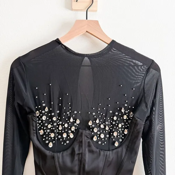House of CB Anastasia Black Crystallised Corset Dress Size XS - Image 5