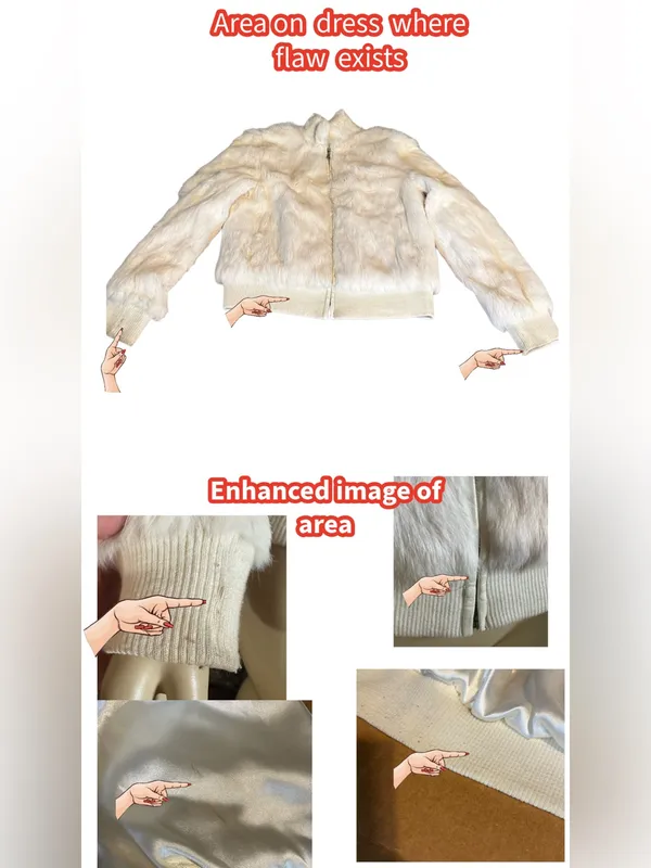 Vintage 1990'S Wilsons Leather Maxima White Rabbit Fur Bomber Jacket (M) - Image 10