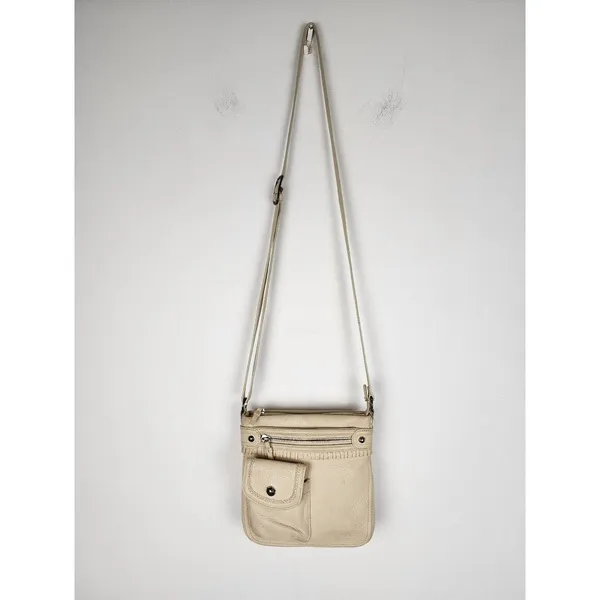 Brighton Cream Leather Crossbody with Front Pocket - Image 10
