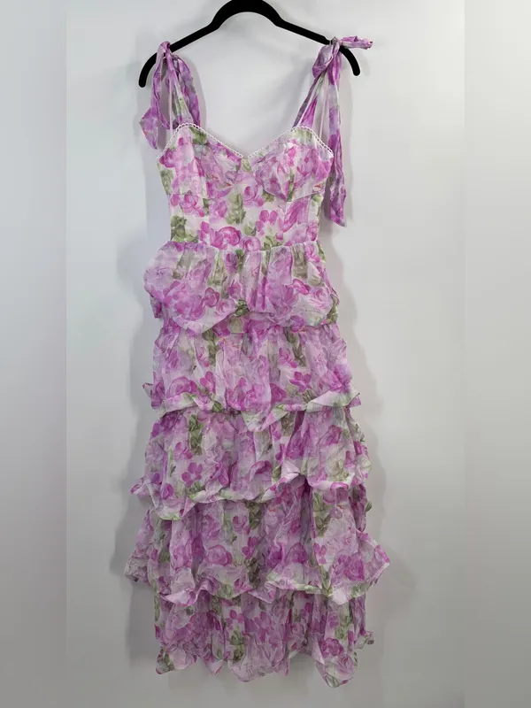 ASTR the Label Zirconia Tie Strap Tiered Maxi Dress - Image 5