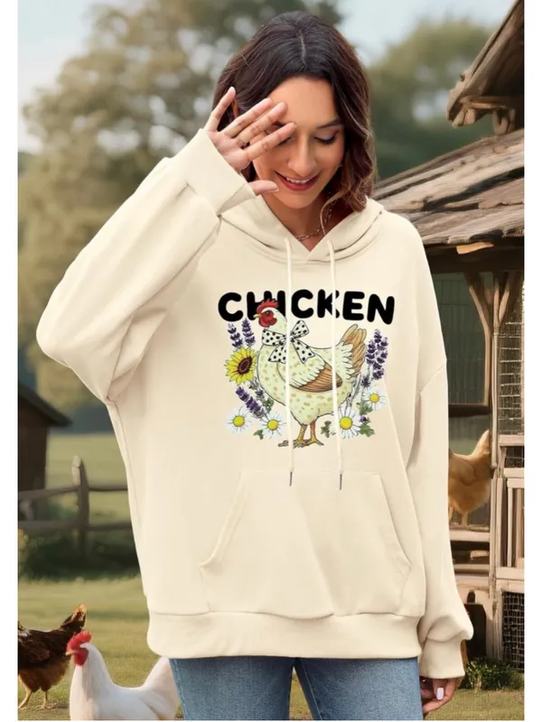 NEW Chicken Sweatshirt Chicken Mom Farm Shirt Lightweight Hoodie S - Image 2