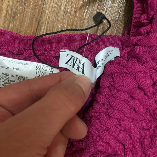 Zara Womens Purple Popcorn One Shoulder Crop Top XS S Bust 28” 30” NWT New - Image 5