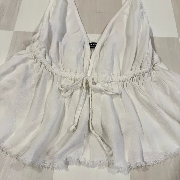 brandy melville riley babydoll flowy white tank top - Image 4