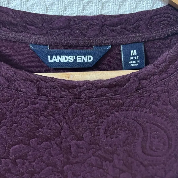 Lands End Paisley Quilted Long Sleeve Top Womens M Purple Casual Loungewear Work - Image 4