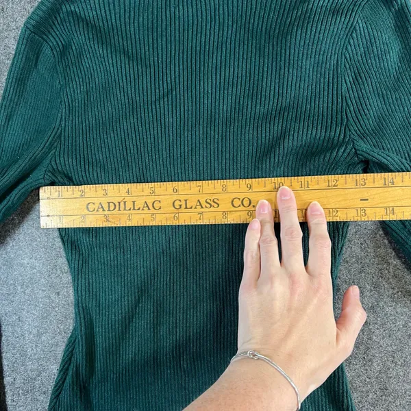 Abercrombie & Fitch Green Ribbed Long‎ Sleeve V-Neck Bodysuit Large - Image 5